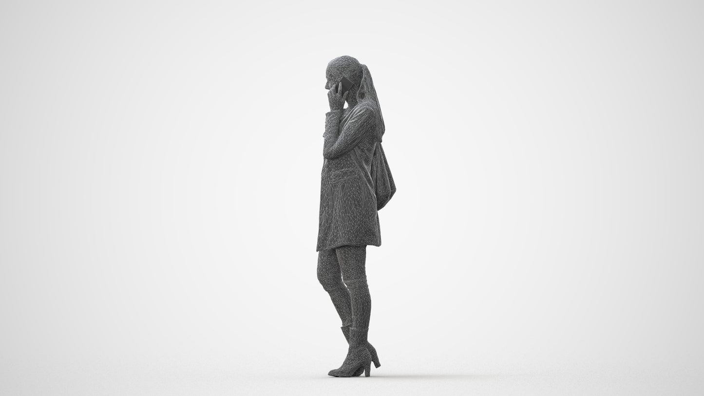 3D people model woman casual standing, scanned human for 3ds Max rendering, square thumbnail