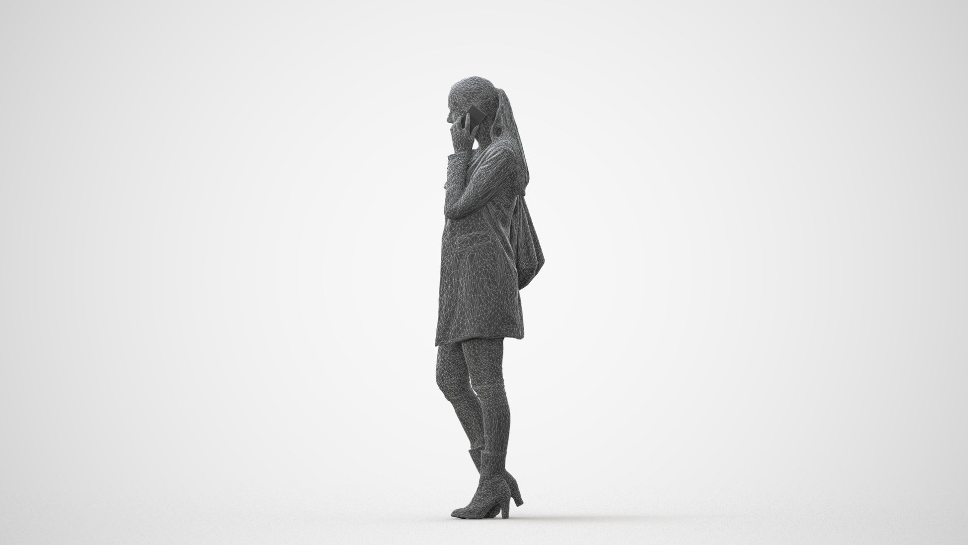 3D people model woman casual standing, scanned human for 3ds Max rendering, square thumbnail