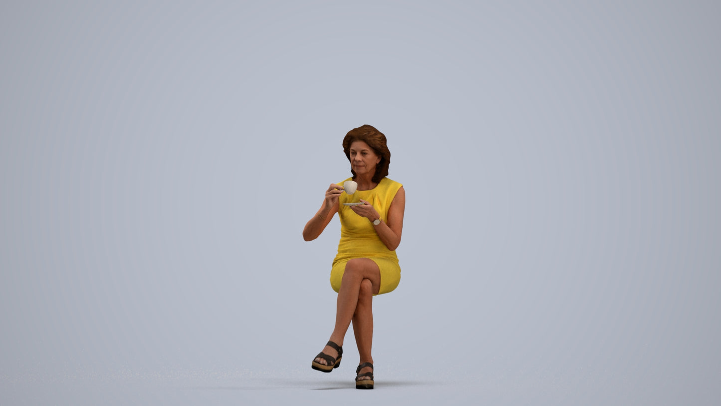 photogrammetry 3D woman business sitting, realistic human model archviz FBX, standing pose render