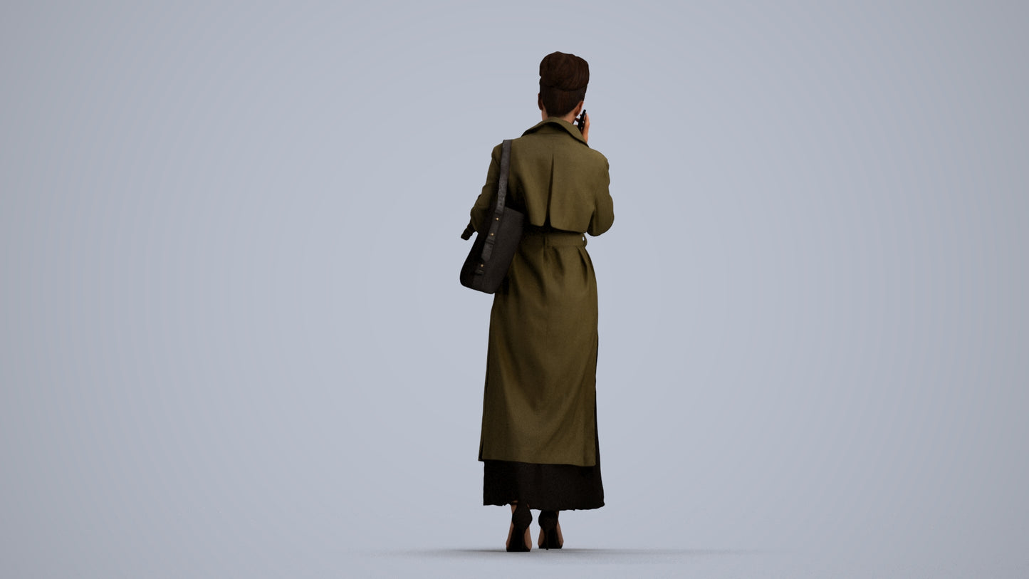 scanned 3D woman business standing, photogrammetry people for Enscape and V-Ray, front view render