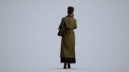 scanned 3D woman business standing, photogrammetry people for Enscape and V-Ray, front view render