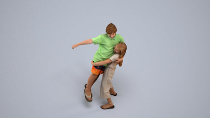 realistic 3D human girl kids, archviz people FBX OBJ for Blender, back view render
