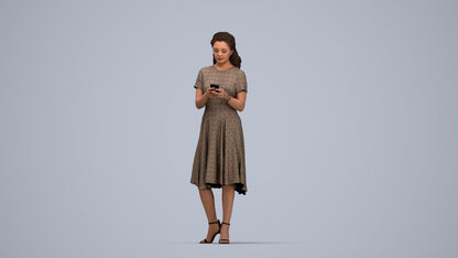 photogrammetry 3D woman casual standing, realistic human model archviz FBX, top-down view render