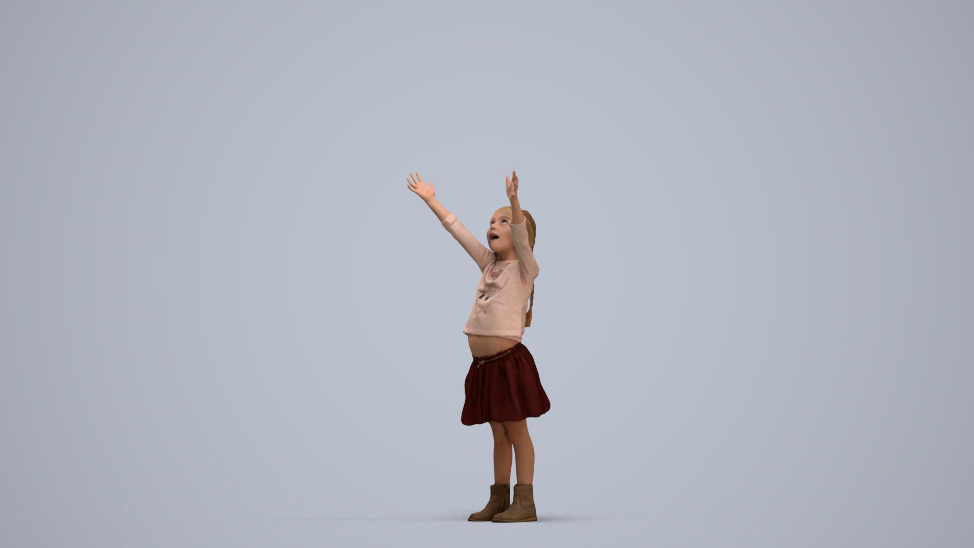 3D scanned girl kids casual, photorealistic archviz people for Enscape and SketchUp, standing pose render