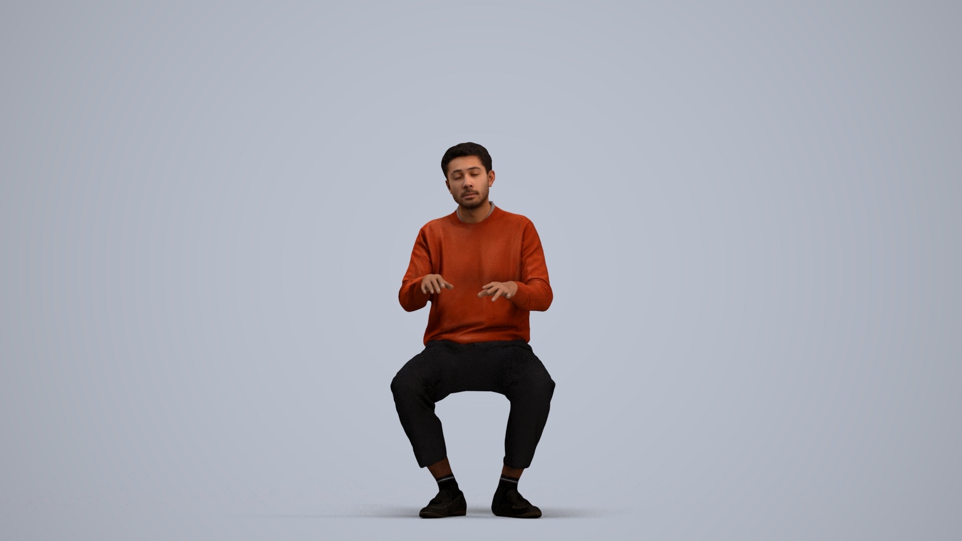 realistic 3D people man casual sitting, render-ready for V-Ray and Corona, FBX OBJ, standing pose render