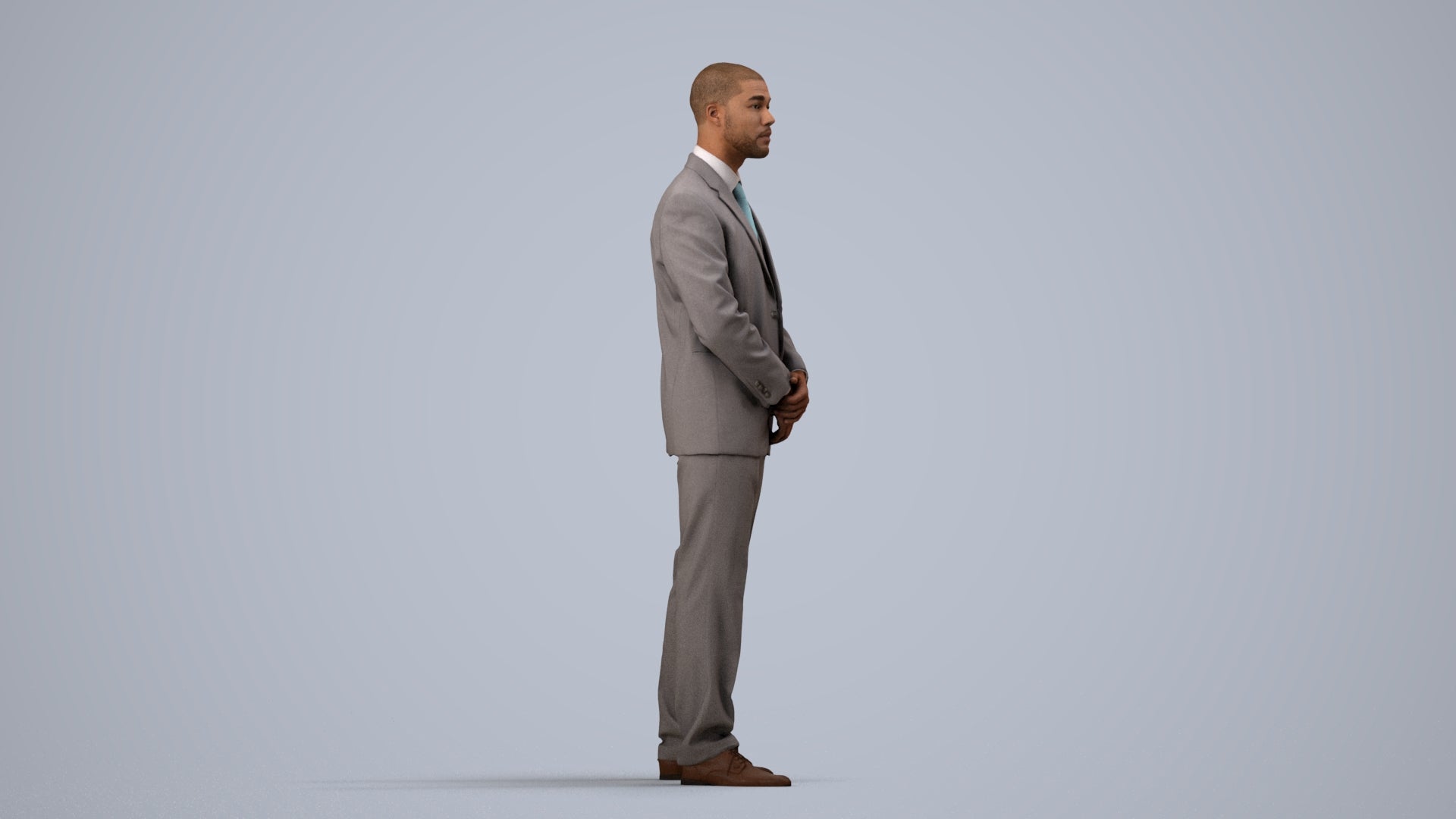 realistic 3D people man business, render-ready for V-Ray and Corona, FBX OBJ, side view render