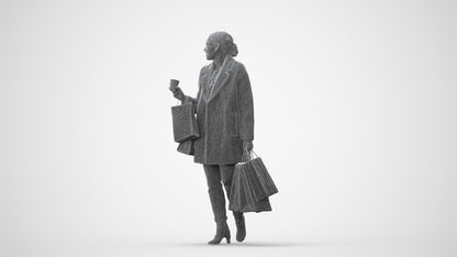 realistic 3D woman business shopping, scanned archviz people for Blender and 3ds Max, square thumbnail