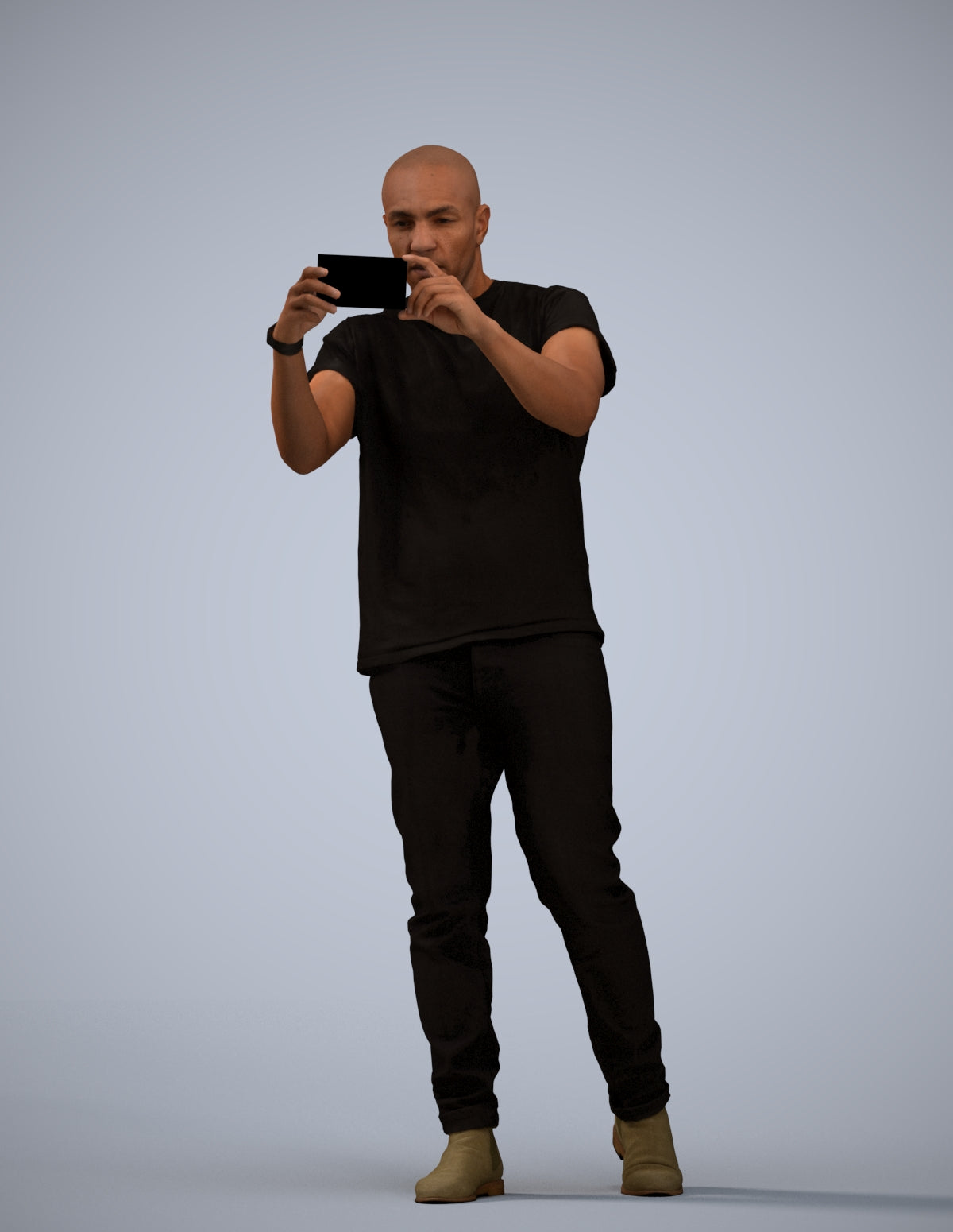 realistic 3D man casual standing, scanned archviz people for Blender and 3ds Max