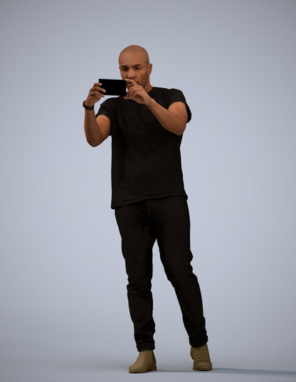 realistic 3D man casual standing, scanned archviz people for Blender and 3ds Max