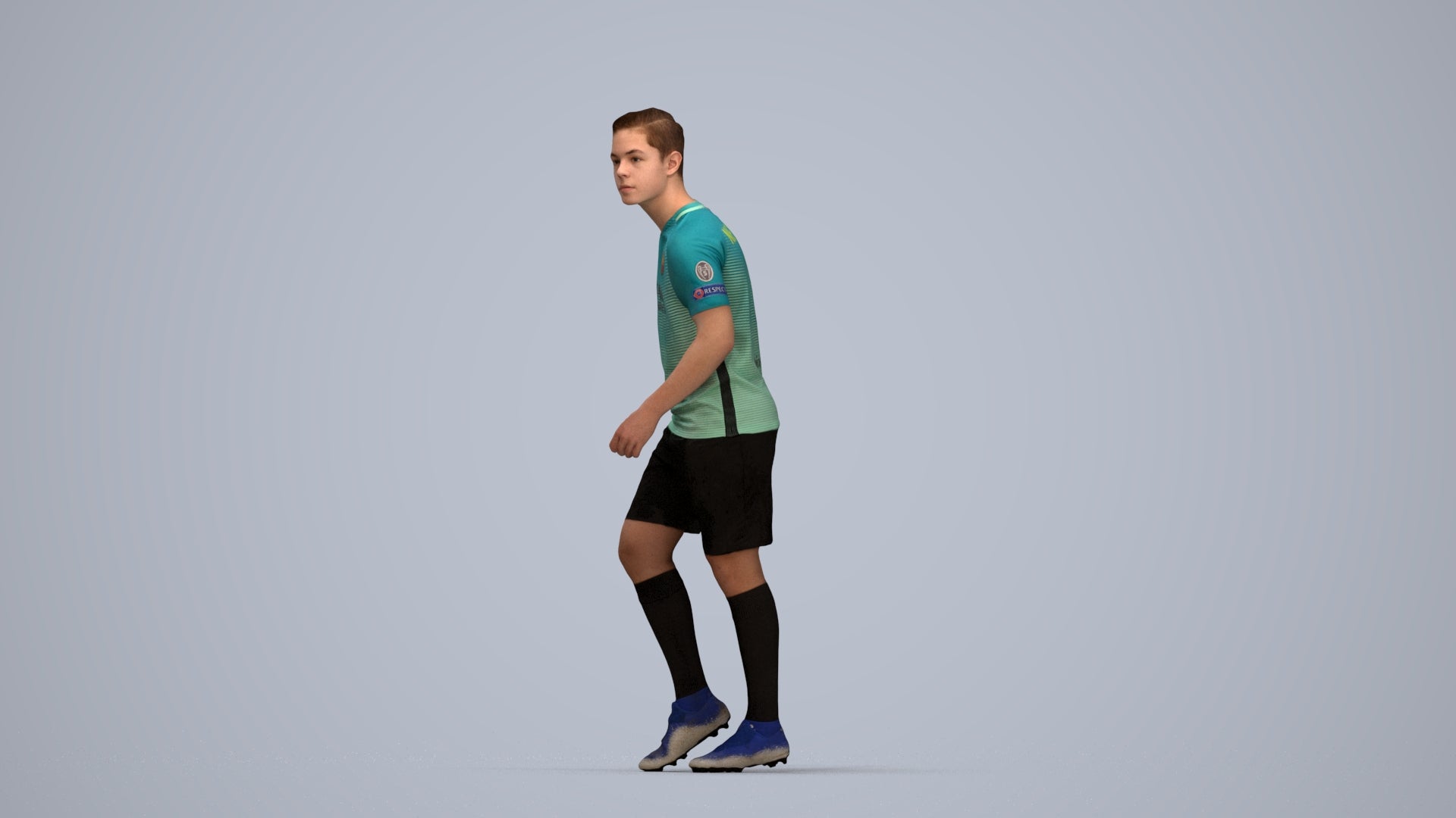 scanned 3D boy sport, photogrammetry people for Enscape and V-Ray, top-down view render