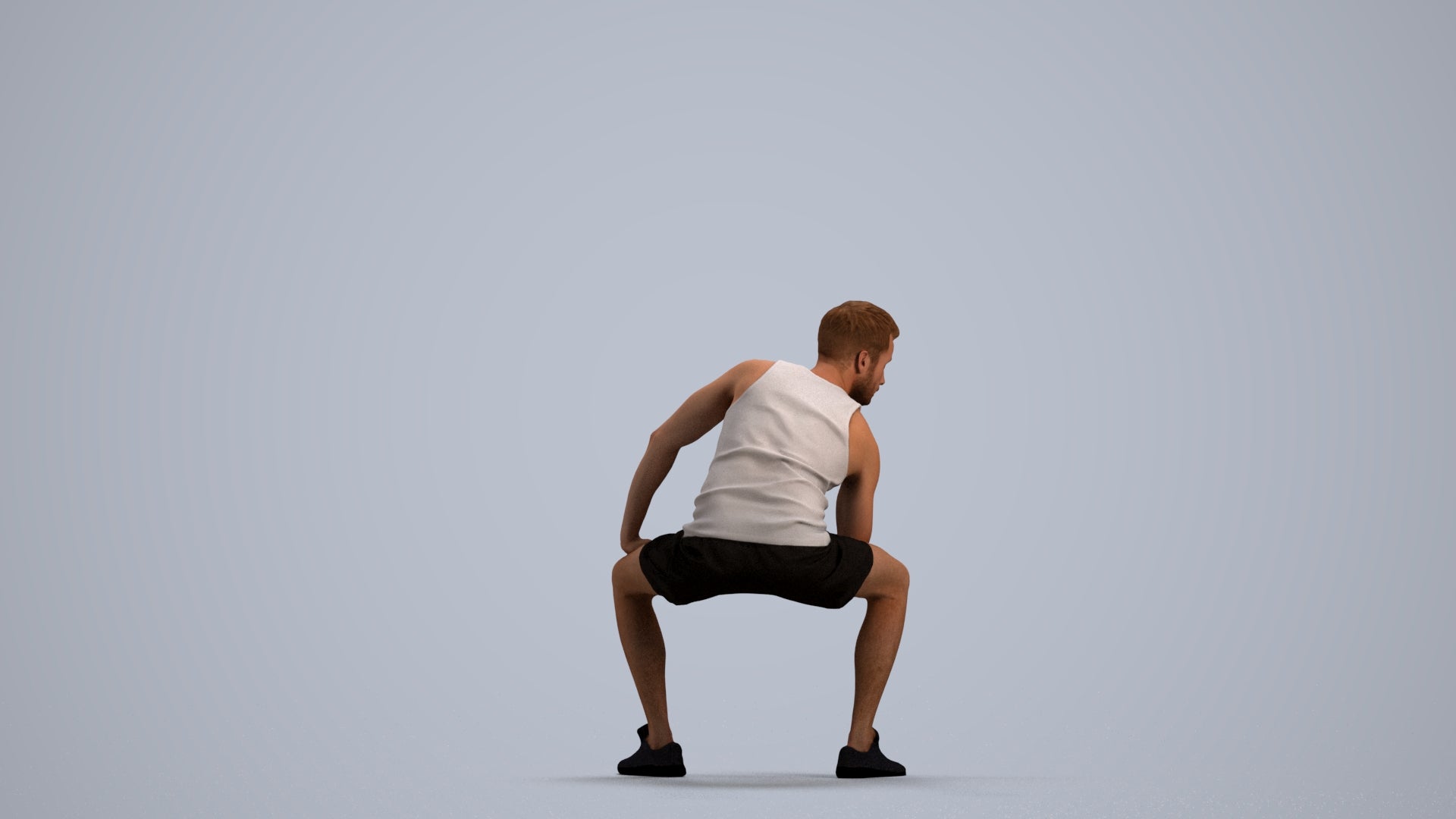 realistic 3D human man sport, archviz people FBX OBJ for Blender, front view render