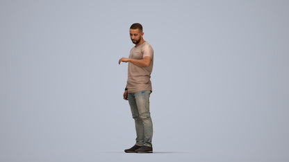 3D people model man casual standing, scanned human for 3ds Max rendering, top-down view render