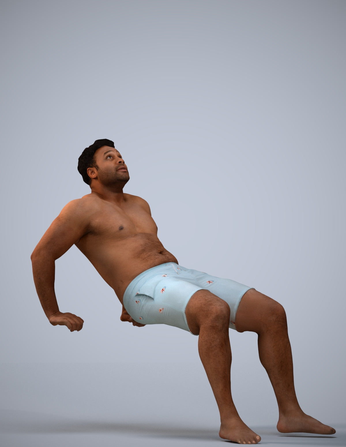 realistic 3D human man pool, archviz people FBX OBJ for Blender