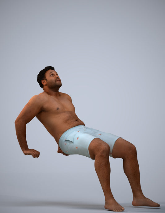realistic 3D human man pool, archviz people FBX OBJ for Blender