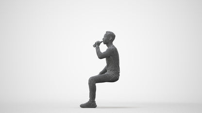 realistic 3D man casual sitting, scanned archviz people for Blender and 3ds Max, square thumbnail