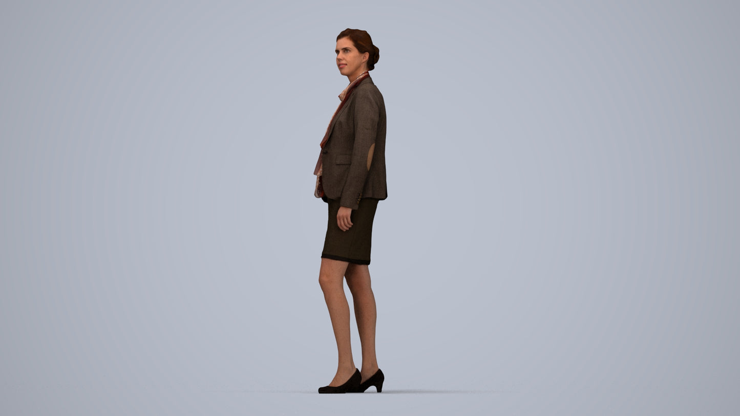 realistic 3D people woman business, render-ready for V-Ray and Corona, FBX OBJ, top-down view render