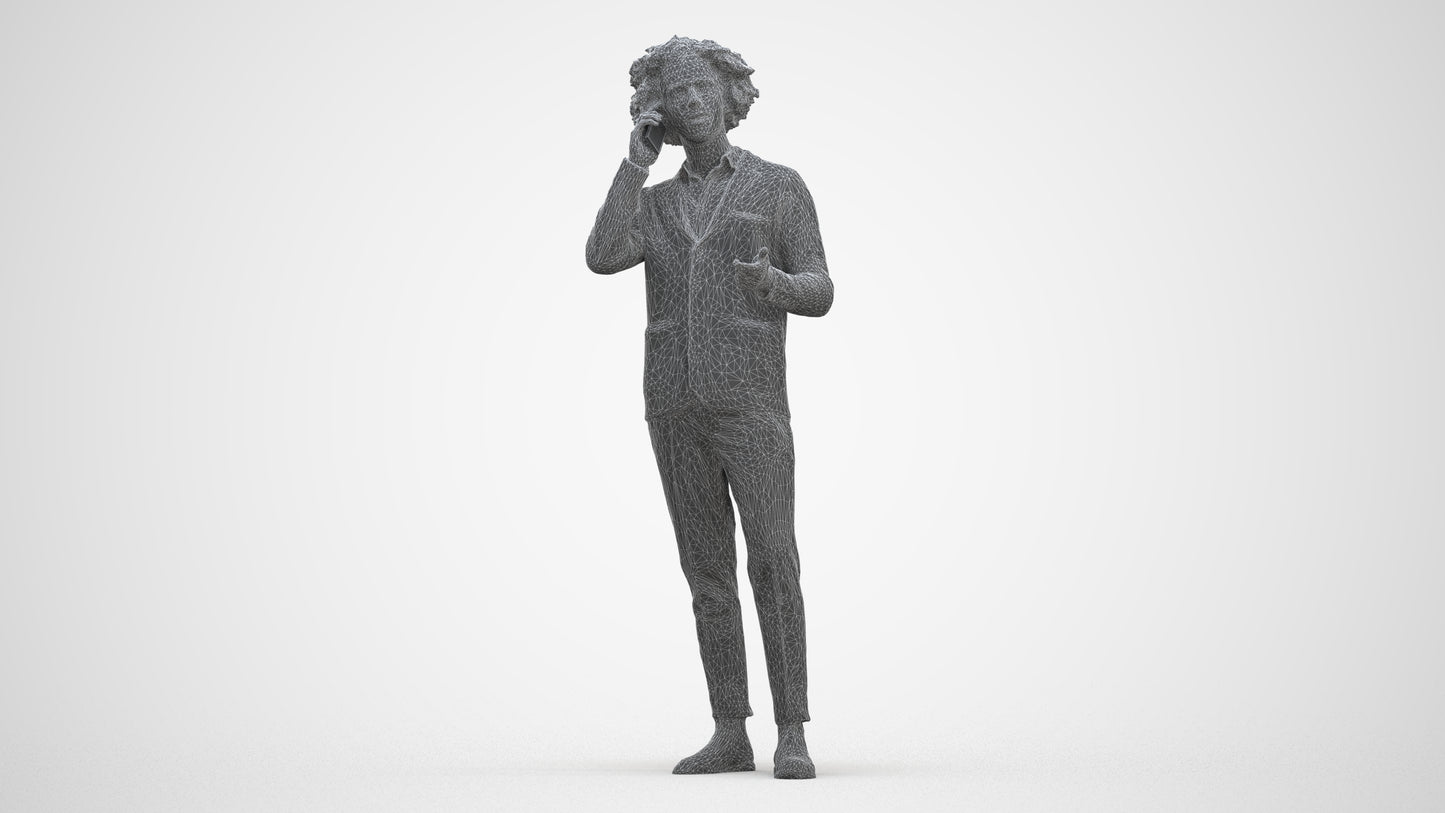 3D people model man business standing, scanned human for 3ds Max rendering, three-quarter front view render