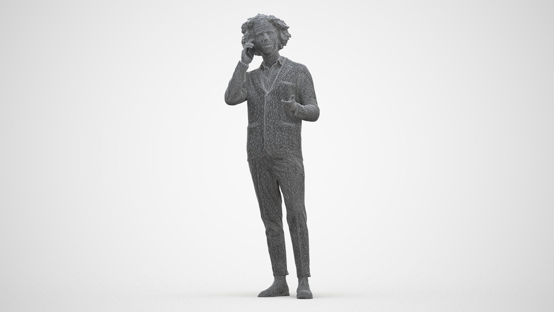 3D people model man business standing, scanned human for 3ds Max rendering, three-quarter front view render