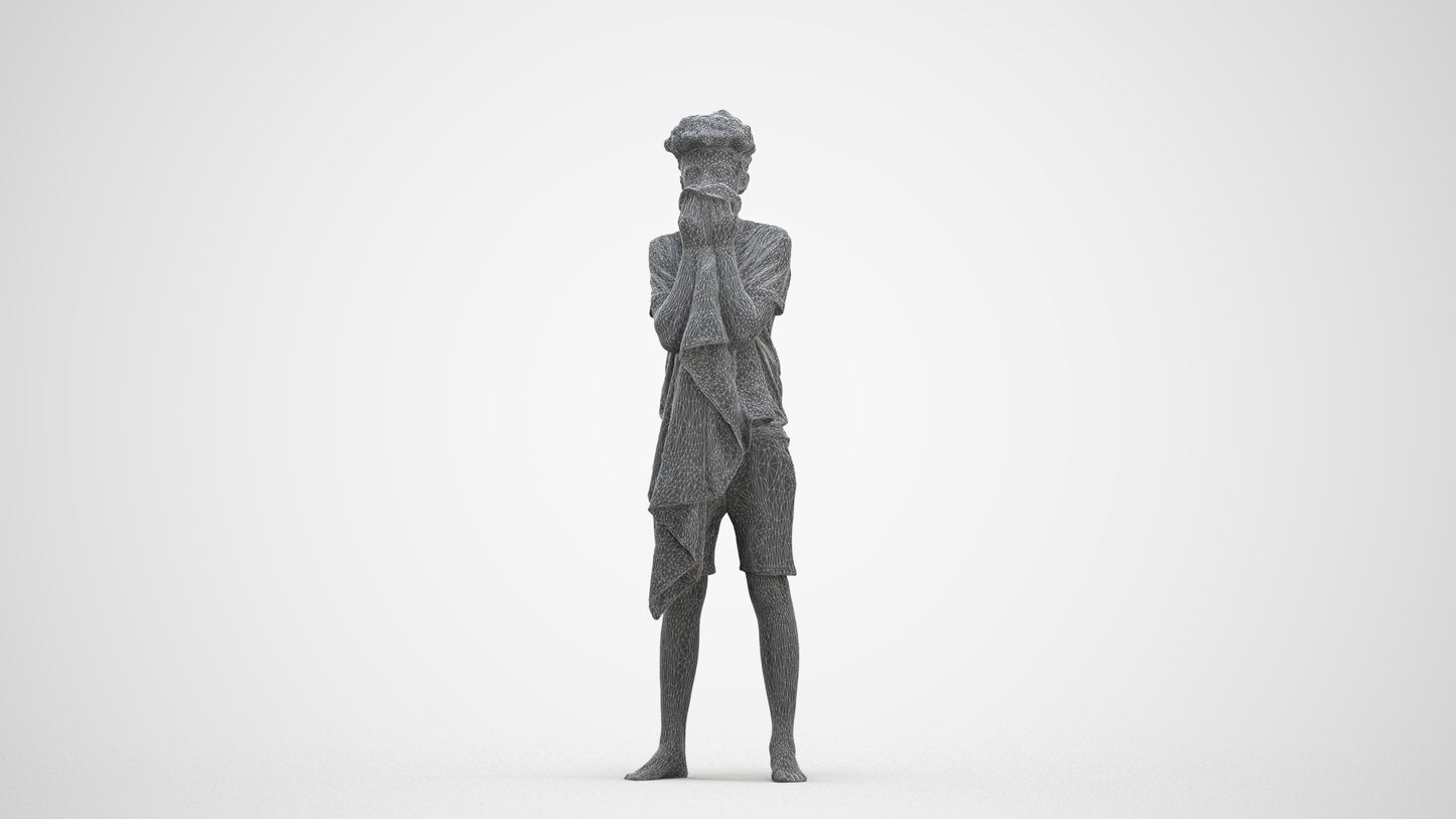 realistic 3D boy casual kids, scanned archviz people for Blender and 3ds Max, three-quarter front view render