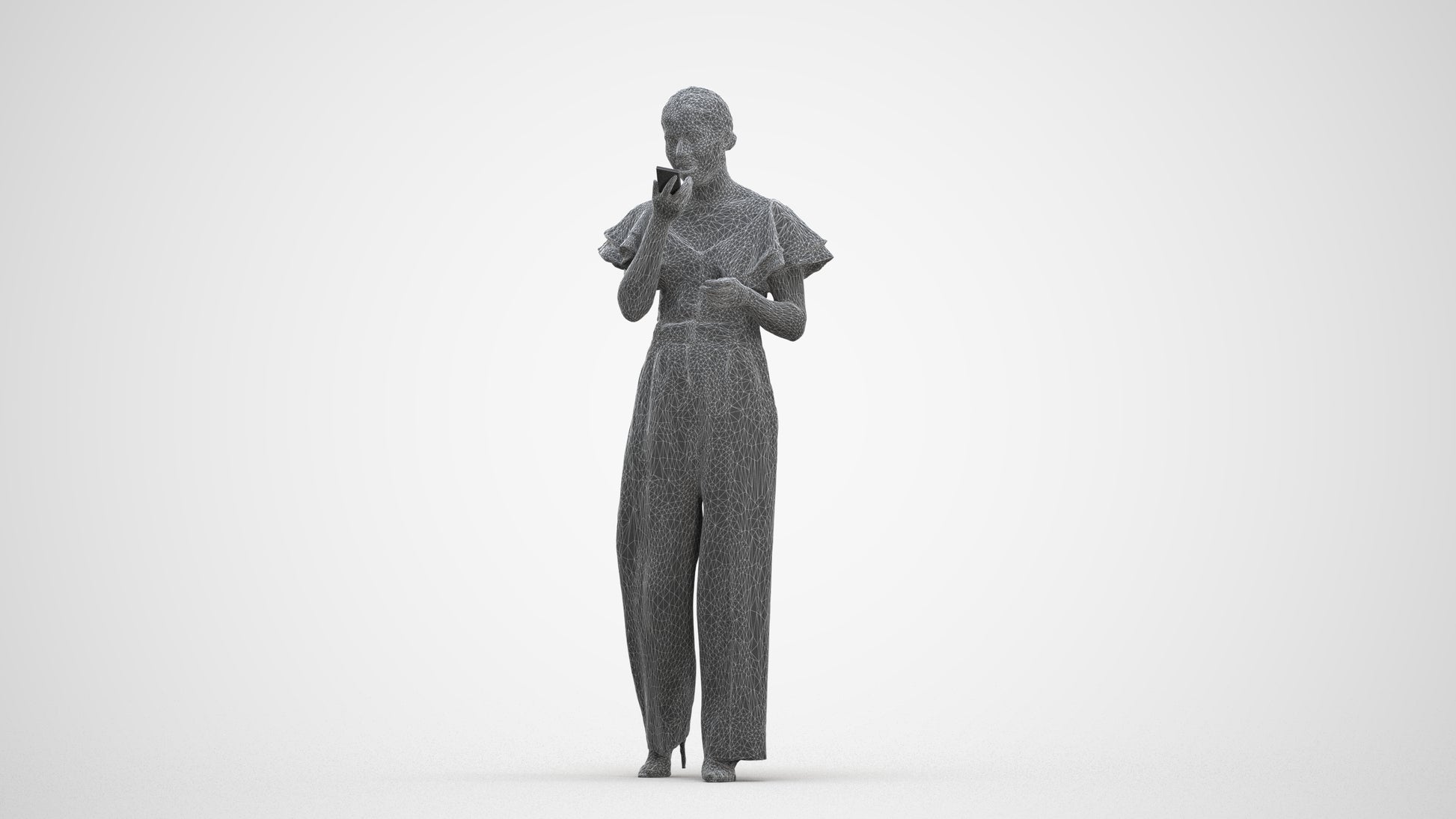 photogrammetry 3D woman business walking, realistic human model archviz FBX, three-quarter front view render