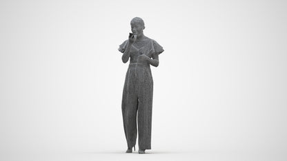photogrammetry 3D woman business walking, realistic human model archviz FBX, three-quarter front view render