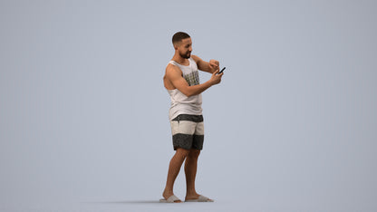 3D scanned man standing, photorealistic archviz people for Enscape and SketchUp, side view render