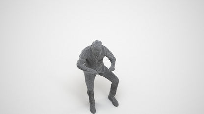 photogrammetry 3D man casual business, realistic human model archviz FBX, wireframe three-quarter view