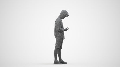 scanned 3D boy casual mix, photogrammetry people for Enscape and V-Ray, wireframe side view