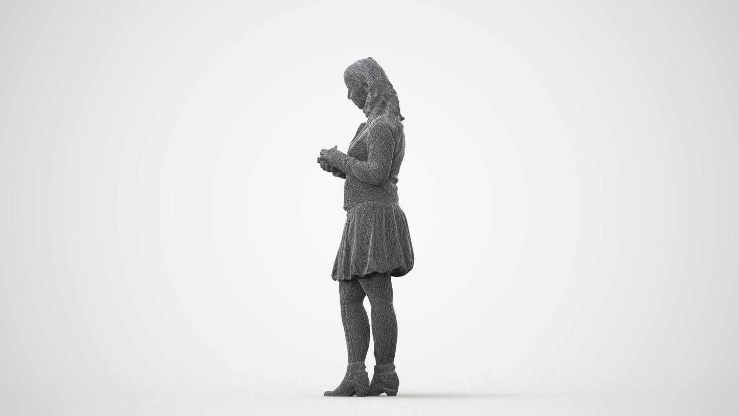 3D scanned woman standing casual, photorealistic archviz people for Enscape and SketchUp, square thumbnail