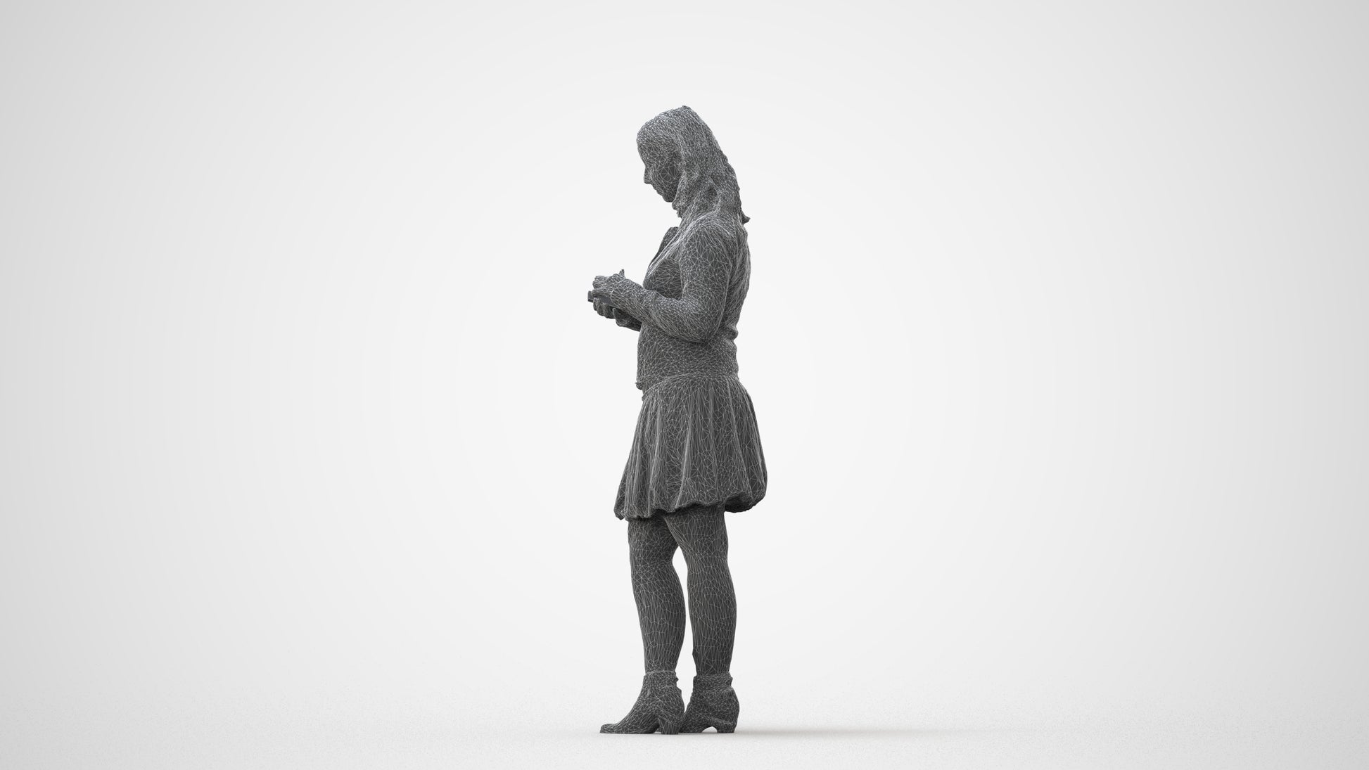 3D scanned woman standing casual, photorealistic archviz people for Enscape and SketchUp, square thumbnail