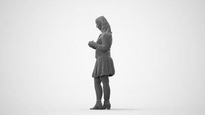 3D scanned woman standing casual, photorealistic archviz people for Enscape and SketchUp, square thumbnail