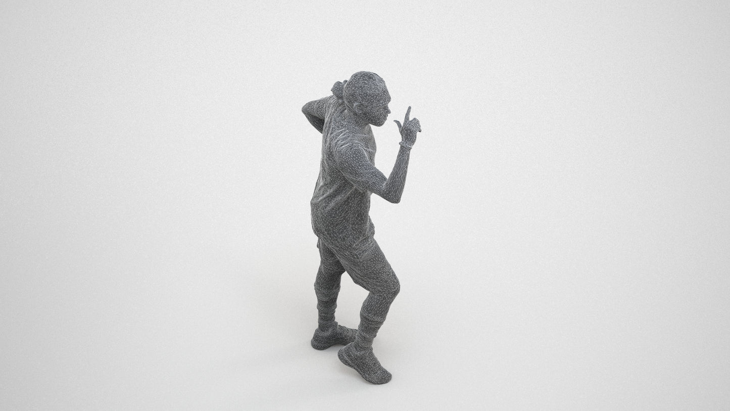 3D human model man sport, photogrammetry scanned person for archviz, wireframe three-quarter view