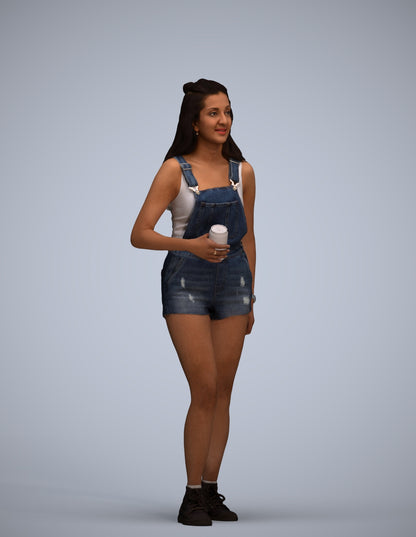 3D people model woman casual standing, scanned human for 3ds Max rendering
