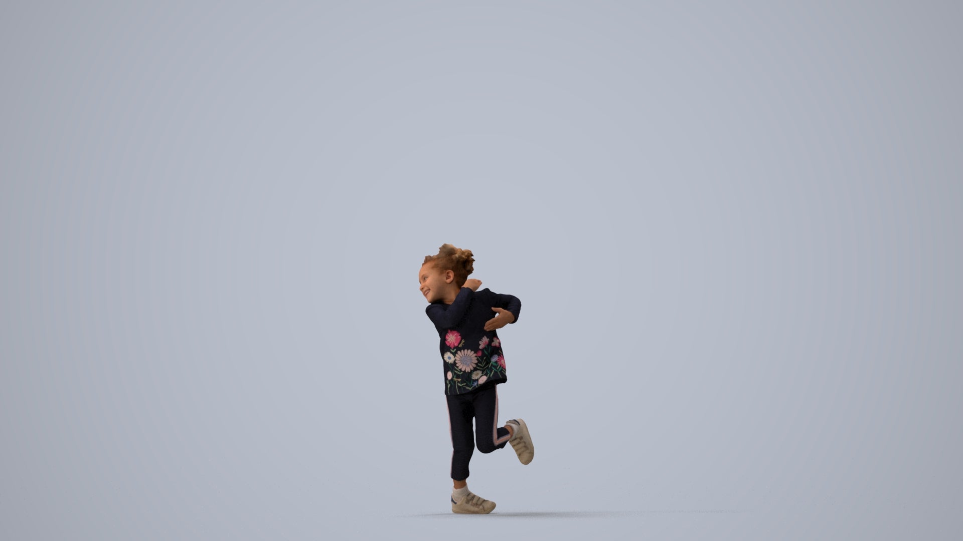 3D scanned girl kids casual, photorealistic archviz people for Enscape and SketchUp, three-quarter view render