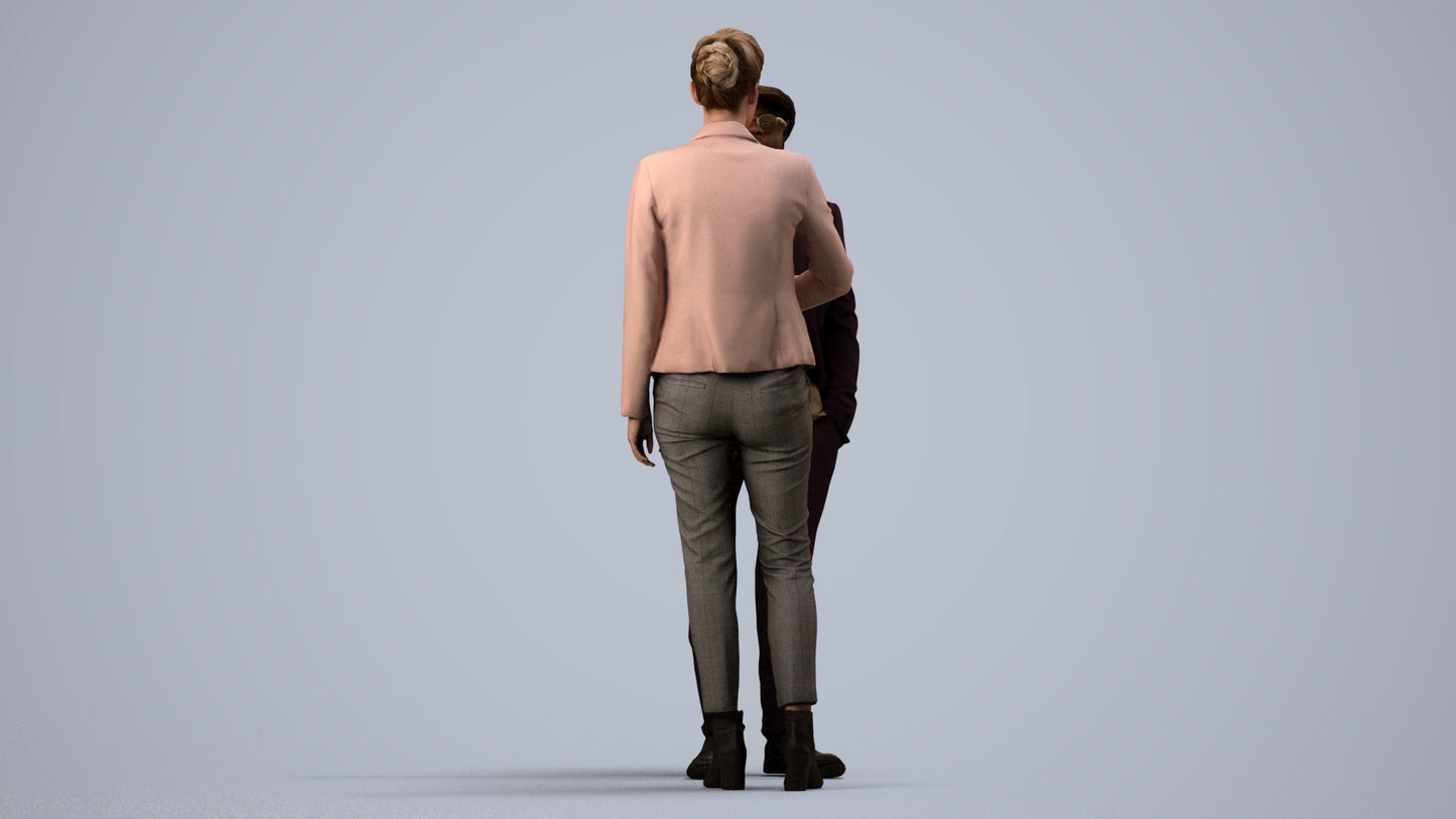 3D scanned woman business, photorealistic archviz people for Enscape and SketchUp, side view render