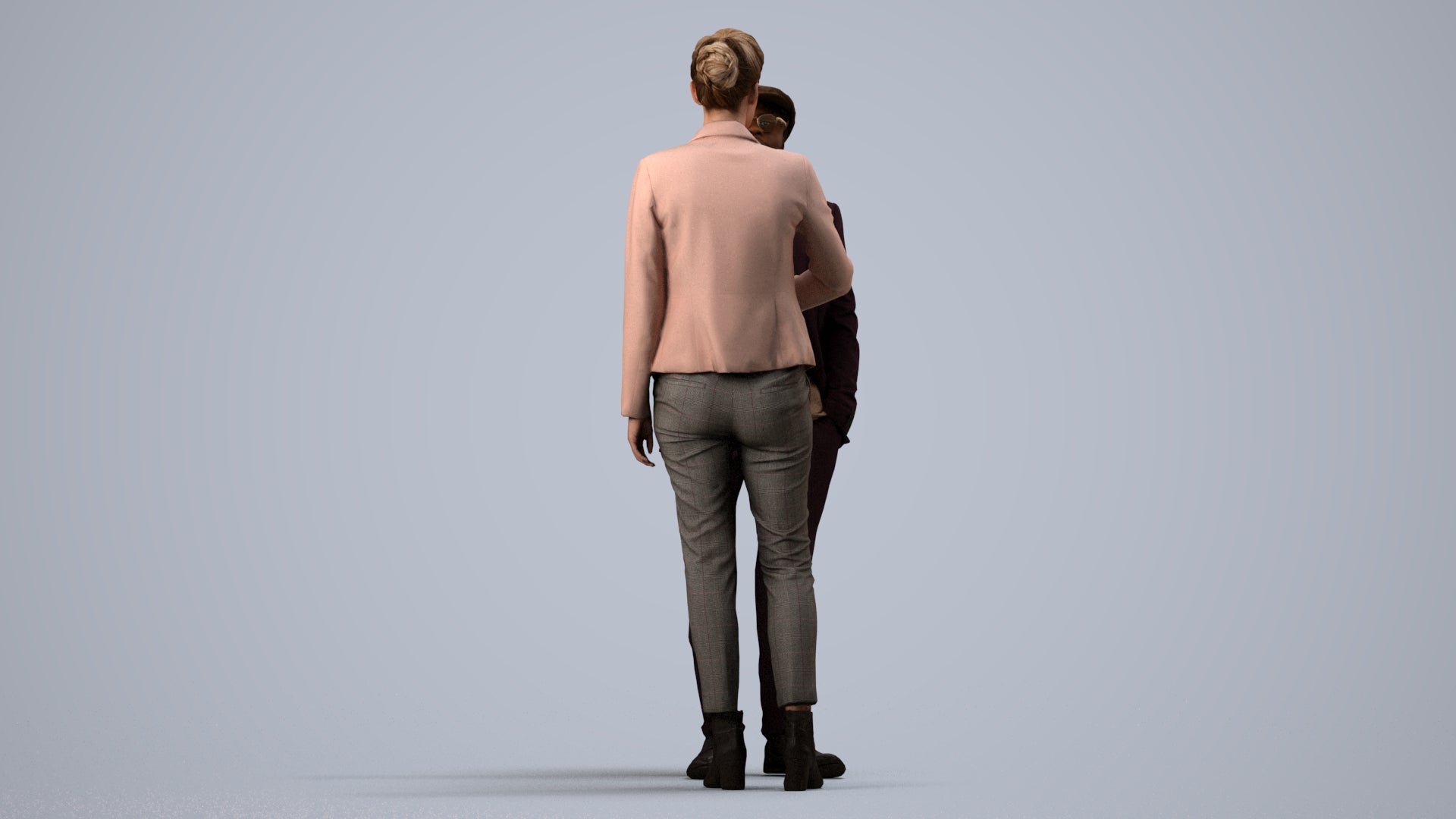3D scanned woman business, photorealistic archviz people for Enscape and SketchUp, side view render