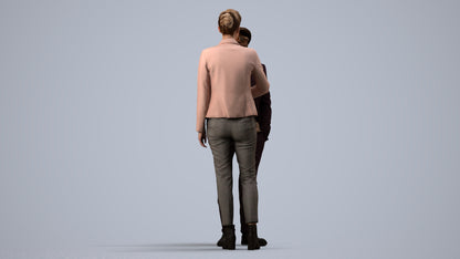 3D scanned woman business, photorealistic archviz people for Enscape and SketchUp, side view render