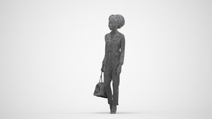 realistic 3D woman business walking, scanned archviz people for Blender and 3ds Max, three-quarter front view render