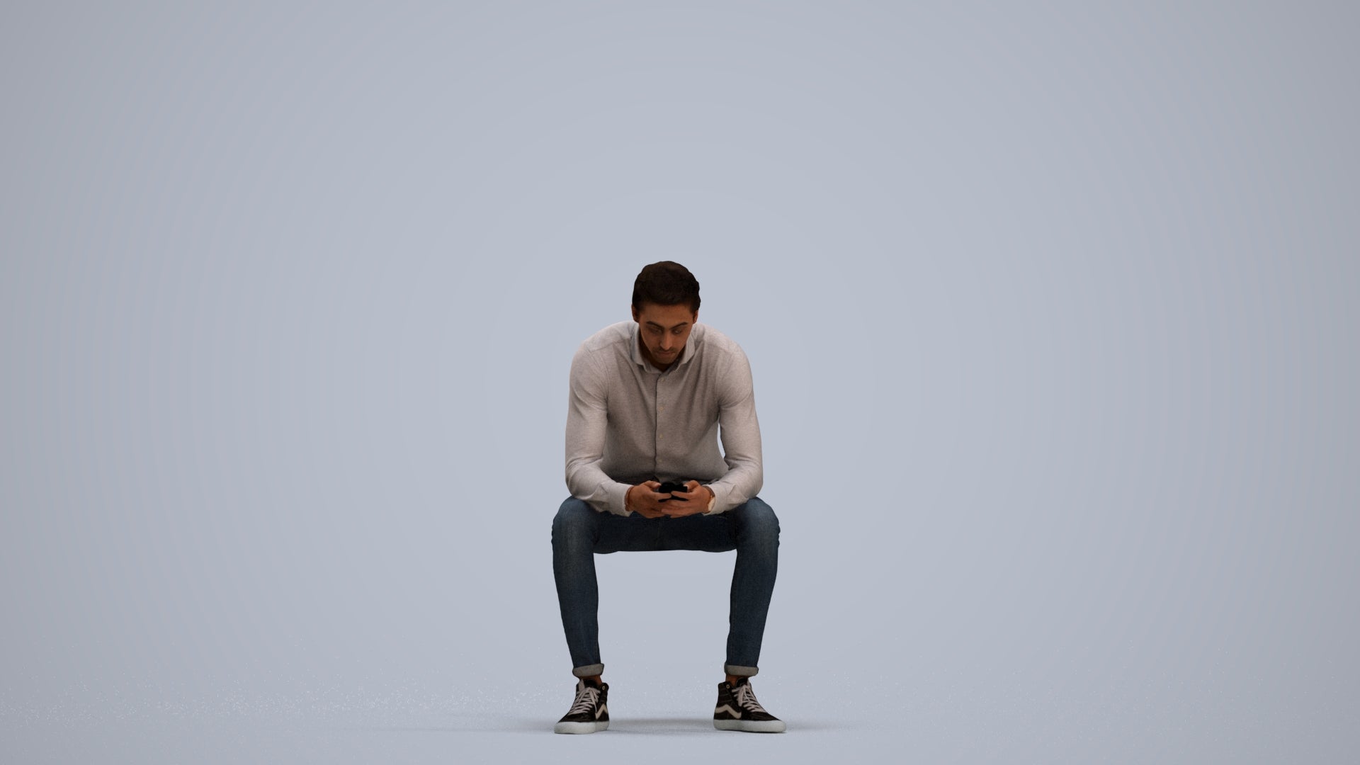 realistic 3D people man casual sitting, render-ready for V-Ray and Corona, FBX OBJ, standing pose render