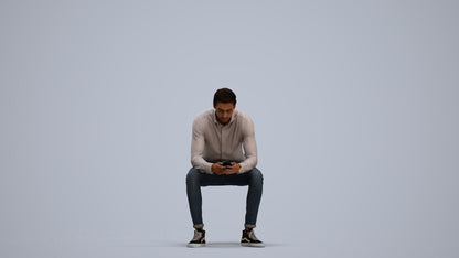 realistic 3D people man casual sitting, render-ready for V-Ray and Corona, FBX OBJ, standing pose render