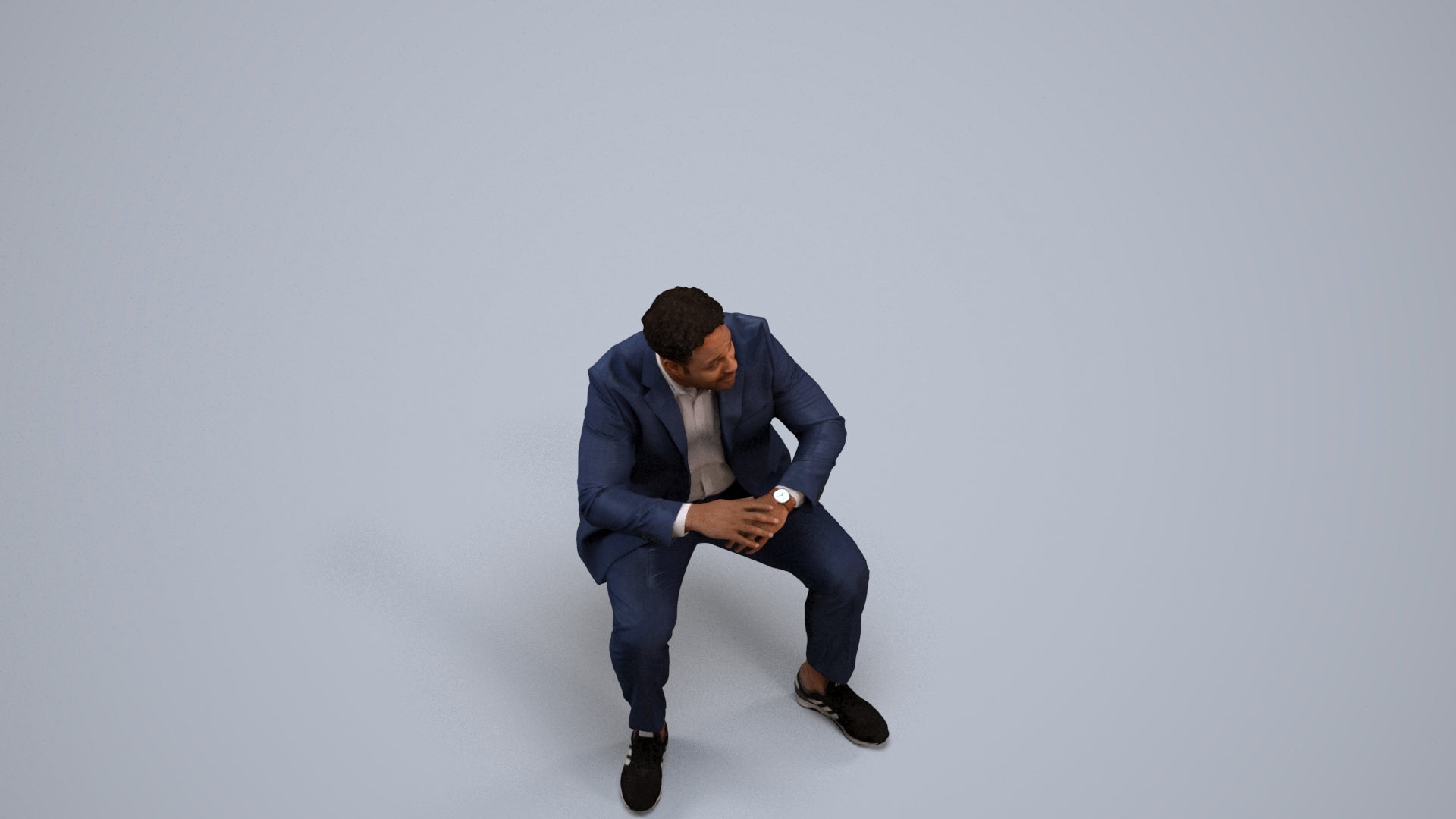 3D people model man business, scanned human for 3ds Max rendering, back view render