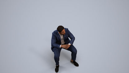 3D people model man business, scanned human for 3ds Max rendering, back view render