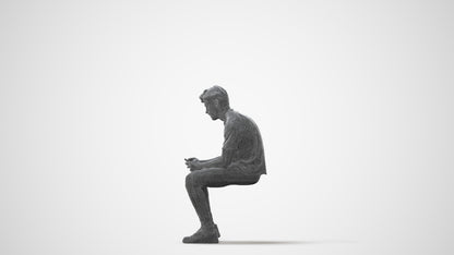 realistic 3D human man casual sitting, archviz people FBX OBJ for Blender, square thumbnail