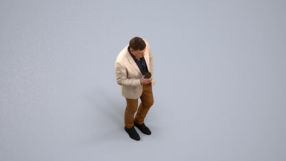 realistic 3D man business walking, scanned archviz people for Blender and 3ds Max, back view render