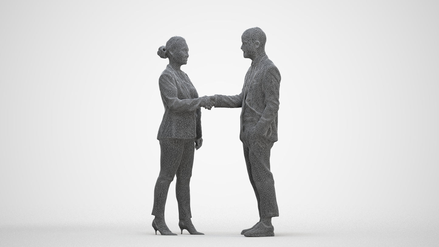 realistic 3D woman business, scanned archviz people for Blender and 3ds Max, three-quarter front view render