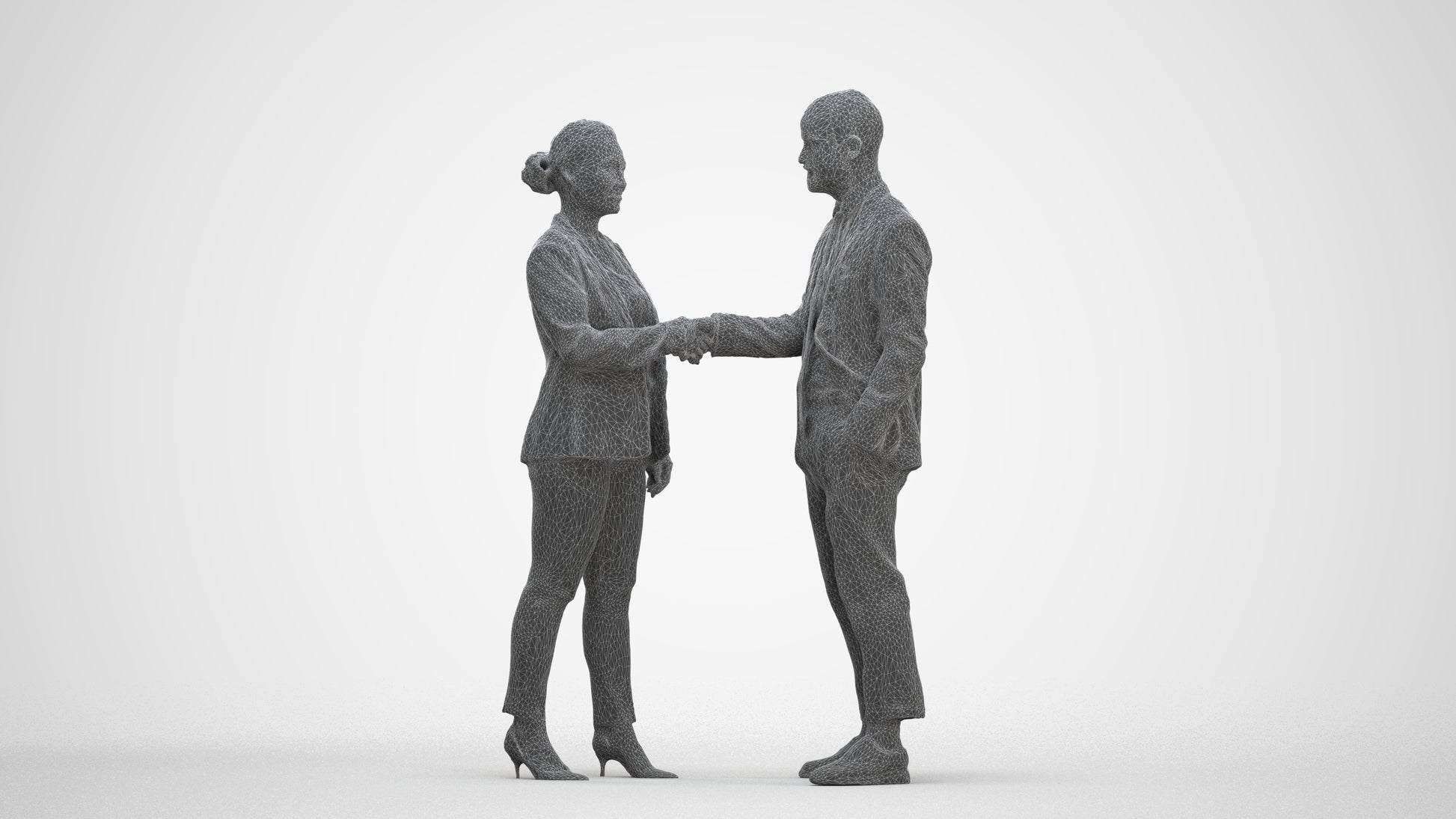 realistic 3D woman business, scanned archviz people for Blender and 3ds Max, three-quarter front view render