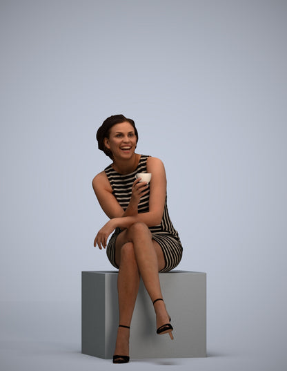 3D people model woman casual sitting, scanned human for 3ds Max rendering