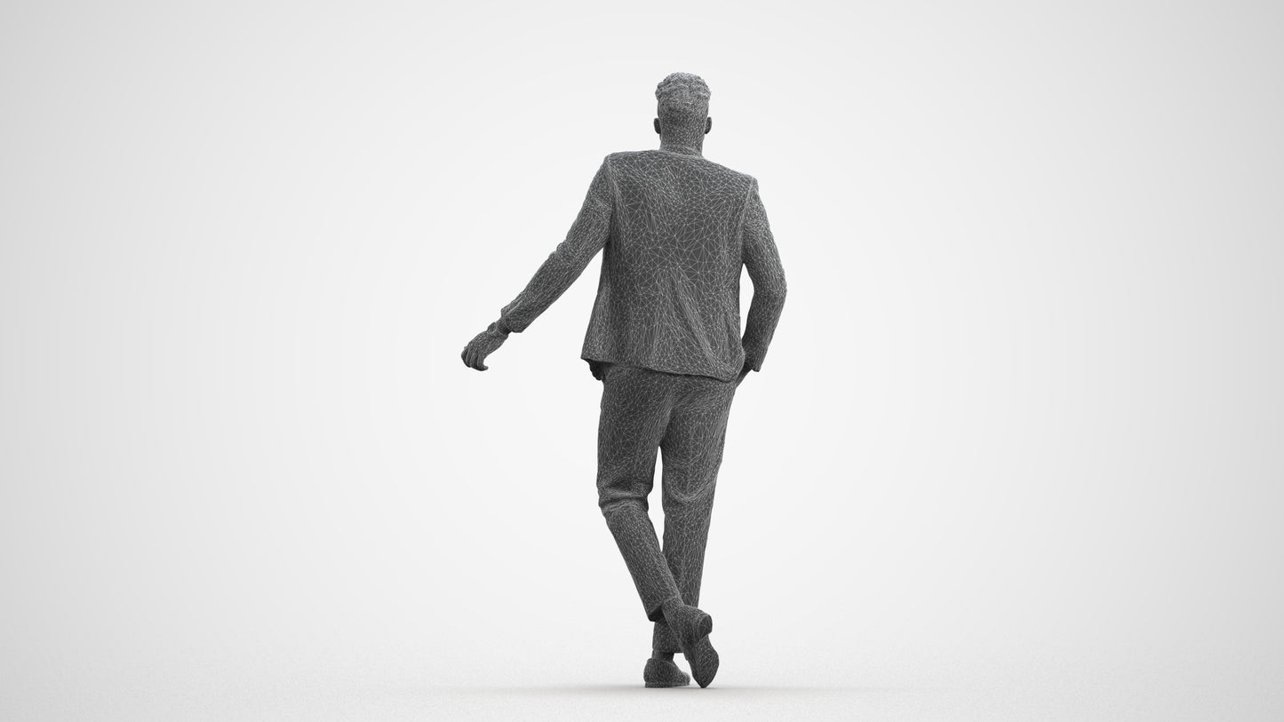 photogrammetry 3D man formal cycling, realistic human model archviz FBX, wireframe front view