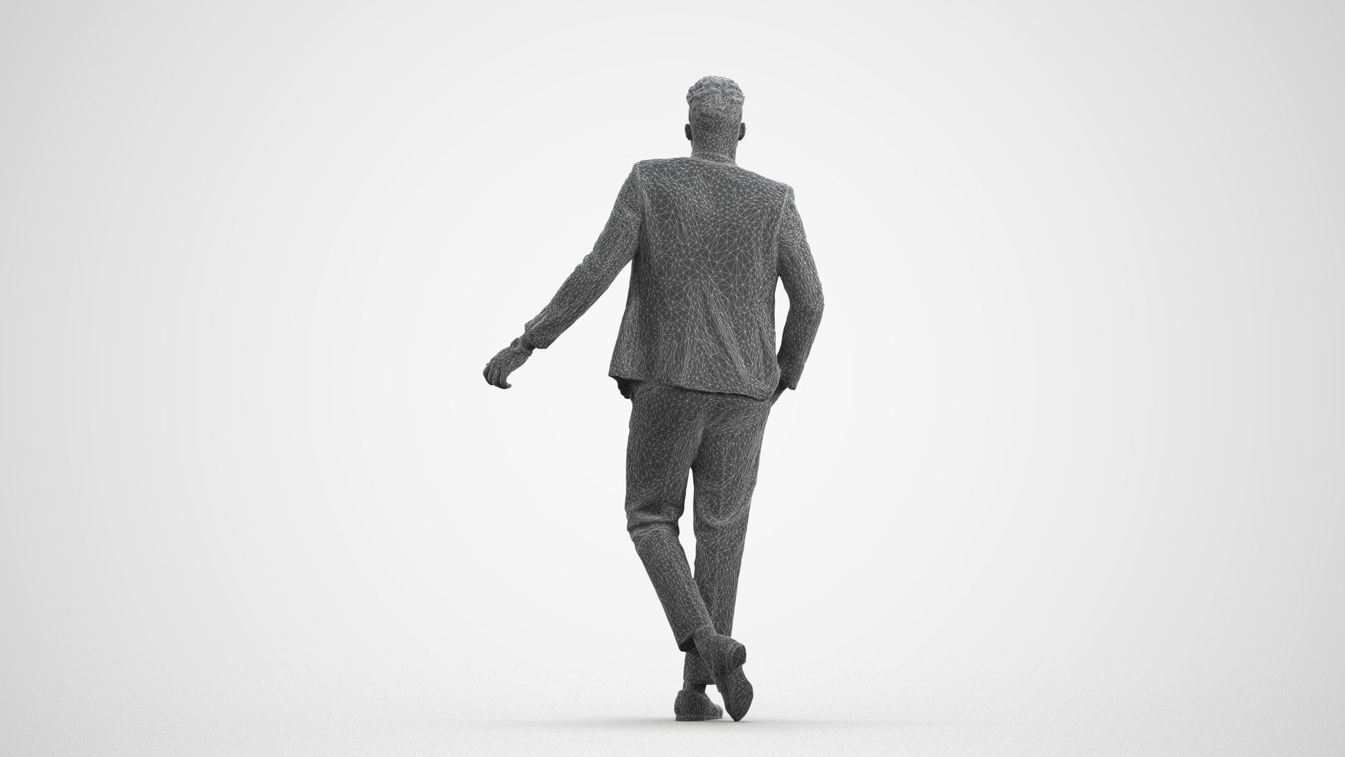 photogrammetry 3D man formal cycling, realistic human model archviz FBX, wireframe front view