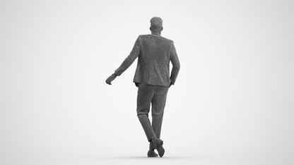 photogrammetry 3D man formal cycling, realistic human model archviz FBX, wireframe front view